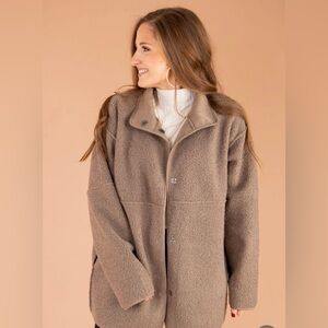 NWOT, Tribal brand, Reversible Faux Suede Jacket, Size L, Taupe color